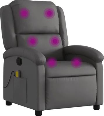 Produktbild von Massagesessel Relaxsessel Echtleder Grau