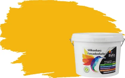 Produktbild von RyFo Colors Silikonharz Fassadenfarbe Lotuseffekt Trend Sonnengelb 3l - bunte Fassadenfarbe, weitere Gelb Farbtöne und Größen erhältlich, Deckkraft Klasse 1