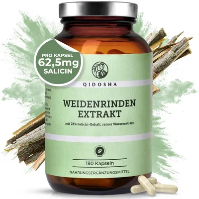 Produktbild von QIDOSHA Weidenrindenextrakt Kapseln 25 % Salicin, 250 mg hochdosiert, 180 Stück