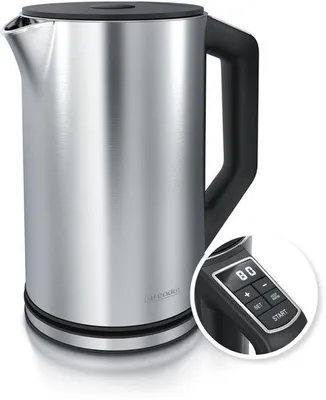 Productafbeelding van Roestvrijstalen waterkoker met temperatuurinstelling 40-100 graden in stappen van 5 - Dubbelwandig design - Model - 1,5 liter - 2200 W - Waterkoker met temperatuurweergave