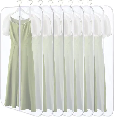 Produktbild von PolkaHome® Kleiderbeutel, 8er-Set, 60 x 140 cm, , Kleiderhüllen für Kleider, Anzüge, Hemden, Jacken, weiß