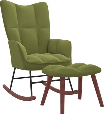 Image de Chaise à bascule avec repose-pied Vert clair Velours