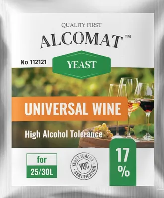 Produktbild von Universal Wine Yeast ALCOMAT | Alkohol Hefe | HAT 17% Gärhefe Wein Rotweine Weißwein, 1 Stück