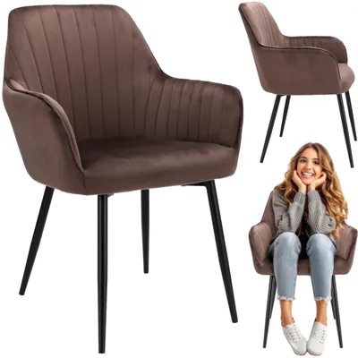 Immagine prodotto di JUMI, poltrona in velluto, imbottita, per soggiorno o sala da pranzo, stile CORA, color marrone