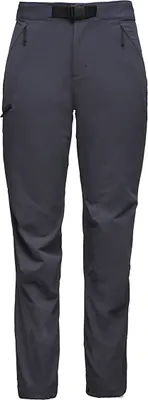 Dunkelgraue Trekkinghose für Damen von Black Diamond; Modell "Alpine Pants"; mit Gürtelschlaufen und seitlichen Taschen.
