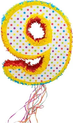 Produktbild von Famanu Piñata Nummer 9 - 49 cm, bunt für Kindergeburtstag