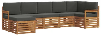Produktbild von vidaXL Ecksofa Set 7 pcs Natur und Anthrazit Massivholz Akazie