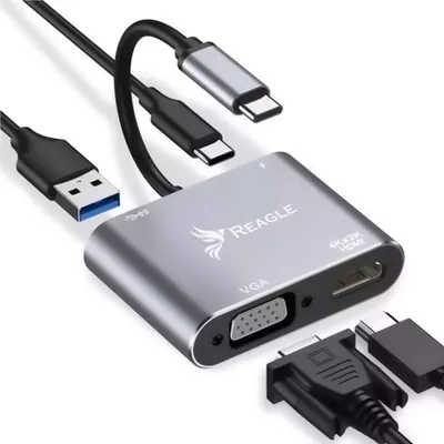 Obrázok produktu pre Reagle HUB USB-C adaptér HDMI 4k VGA USB MacBook PD 100W
