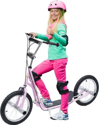 Produktbild von Kinderroller 16 Zoll Luftreifen Höhenverstellbar Rosa 5+ Jahre Kickscooter Cityroller