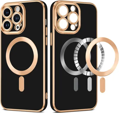 Image de Coque pour Apple iPhone 14 Pro Max Silicone Noir Or Magsafe A2894 A2651