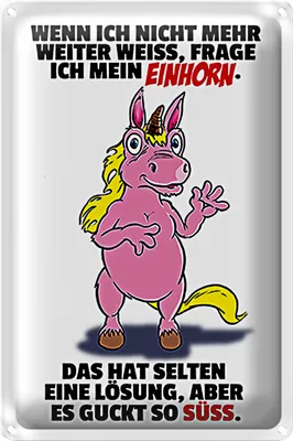 Produktbild von Blechschild Spruch 20x30cm Frage ich mein Einhorn