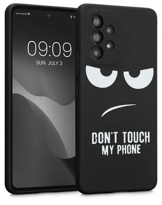 Produktbild von kwmobile Hülle kompatibel mit Samsung Galaxy A53 5G - Handyhülle Silikon Case - Don't touch my Phone Weiß Schwarz