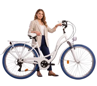 Produktbild von Dallas Bike Fahrrad 28 Zoll - mit Federgabel - Shimano 7-Gang - Aluminium Rahmen L 19" - Weiß-Blau
