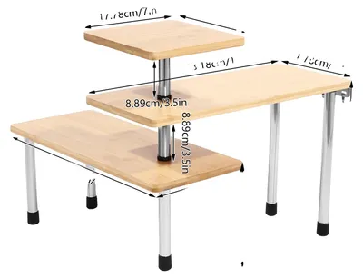 Produktbild von Gewürzregal-Organizer, 3-stufiges Design, drehbare Aufbewahrung, Holzfarbe