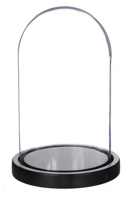Produktbild von Ideas 4 Seasons Dekoration Glocke - Glas - Holztablett - D14 x 21 cm