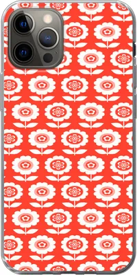 Produktbild von MuchoWow® Handyhülle Schutzhülle Hülle für Telefoonhoesje iPhone 13 Pro Blumen - Muster - Rot Silikon Softcase Handy Hülle - Handy-Tasche