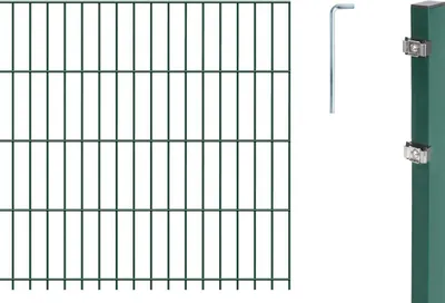 Produktbild von Alberts Doppelstabmattenzaun 6-5-6, Matten 2,50 m, Höhe 1,83 m, Länge 12,5 m, grün, Zaun als Komplettset, Pfosten mit Klemmlasche 60x40 mm