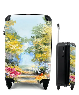 Produktbild von MuchoWow® Koffer Handgepäck Trolley Rollkoffer Kleine Reisekoffer mit 4 Rollen - Malerei - Blumen - Natur - Ölfarbe - Cabin Size < 55x40x23 cm & 55x40x20 cm - Fotokoffer - Kabinenkoffer - Boardgepäck - Reise-Box - Reisekoffer - Reisegepäck - Koffer mit Bild - Trolley für Kinder