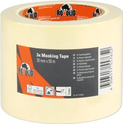 Produktbild von ROXOLID Masking Tape Flachkreppbandset beige 3 x 30 mm x 50 m