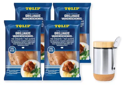 Produktbild von TULIP Grill-Haxe mit Schwarte 4x600g Tafelfertig Kross Vakuumverpackt + Lunchbox