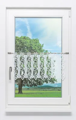 Produktbild von Scheibengardine Plauener Spitze - Loop  (Bx H) 64,8cm * 32cm weiß/Weiß