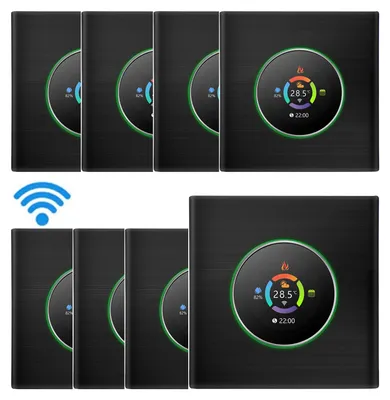 Obrázek produktu pro 8X WiFi termostat Digitální LCD pokojový termostat Programovatelný nástěnný termostat Skryté podlahové vytápění pro 5A kotel, ovládání tlačítkem/Mobilní APP/Hlasové ovládání Vnitřní teploměr, černý