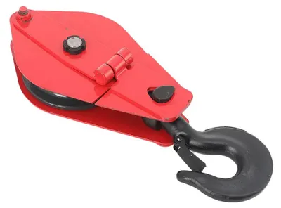 Produktbild von Lastflaschenzug mit Haken - 5 t Tragkraft - Einfachrolle - Für 18,5 mm Stahlseil - Schwerlast Umlenkrolle - Kran Zubehör