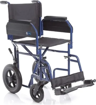 Productafbeelding van Moretti Transportrolstoel - Opvouwbaar comfortabel - Blauw/Zwart