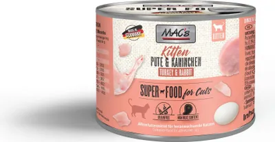 Immagine prodotto di MAC's KITTEN PUTE & RABBITS, gattino, qualsiasi razza, tacchino, 200 g, senza cereali