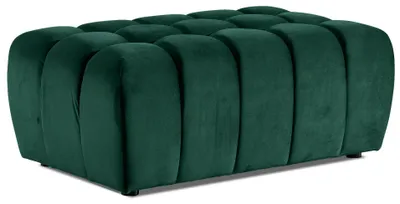 Produktbild von Grüner Hocker mit modernem, gestepptem Design, gepolstert, 100x62x42 cm