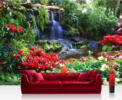Produktbild von Vlies Fototapete no. 0448 - 254X184 cm - 448 Wald Tapete Wasserfall Urwald Pflanzen Baum Natur grün liwwing (R)