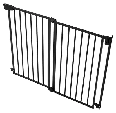 Image de Barrière de sécurité pour escalier SucceBuy, 778-1210 mm (largeur réglable), 760 mm de hauteur, kit de montage inclus (sans barre au sol), barrière de sécurité pour enfants, pour escaliers, encadrements de porte et pièces à vivre, noir