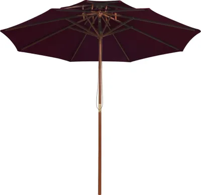 Produktbild von vidaXL Sonnenschirm mit Doppeldach und Holz-Mast Bordeauxrot 270 cm
