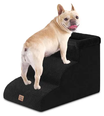 Produktbild von Hundetreppe 3 Stufen 35 cm Hoch Schwarz 40x60x35cm Gelenkschonend Rutschfest