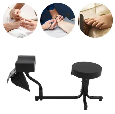 Produktbild von Pedikürehocker - Mit Fußstütze - Integrierte Nagelstaubabsaugung 22W 220V - Belastbarkeit 100 kg - Sitz 33×41 cm - Gesamtlänge 77 cm - Schwarz