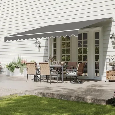 Produktbild von Gelenkarmmarkise, Markise Balkon für die Terrasse/Garten mit Handkurbel, UV-beständige und wasserdichte Überdachung, Markise Sonnenschutz, 2,5 x 2 M, Grau