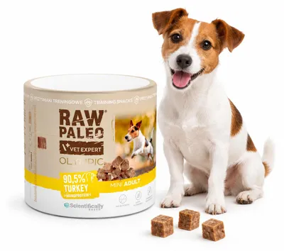 Imagen del producto de Premio para perro VetExpert Raw Paleo Olympic, sabor pavo, formato mini, 90 g