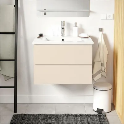Immagine prodotto di Gruppo lavabo singolo 60cm con piano in Vetroceramica e rubinetto cromato SORRENTO