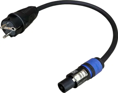 Produktbild von NWP Netzkabel 0,5m powerCON blau auf 230V Schuko Stecker - 3x2,5mm² - Gummischlauchleitung - NAC3FXXA-W-S Power-In (blau)