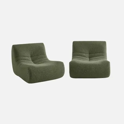 Produktbild von sweeek - 2er-Set Sessel mit Bezug im Alpaka-Look - Khaki