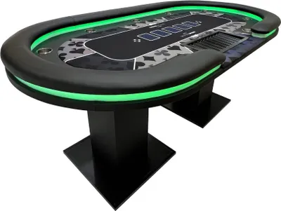 Produktbild von HOME DELUXE LED Pokertisch FLUSH - 213 x 106 x 78 cm - mit LED Beleuchtung |Spielertisch Poker Tisch Casino