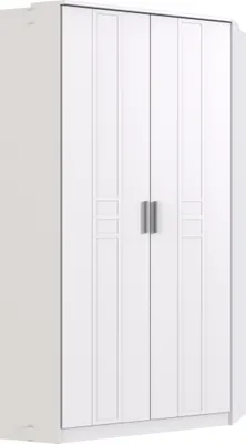 Produktbild von Eckkleiderschrank "Borkum" in WEISS mit 8 Einlegeböden. Abmessungen (BxH) 95x199 cm