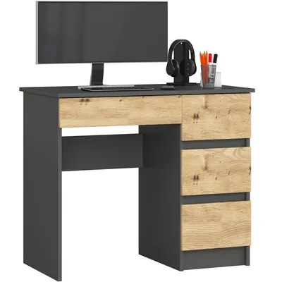 Produktbild von Akord Schreibtisch 3 Schubladen Rechts Graphit Und Artisan‑Eiche 90X50X77 Cm