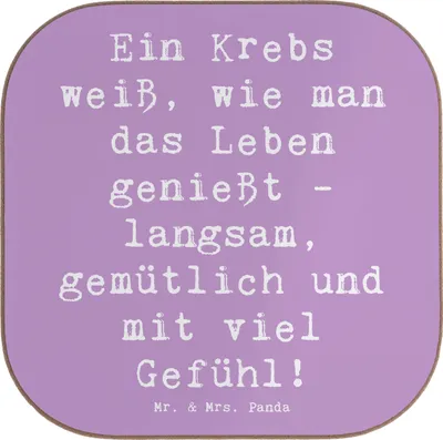 Produktbild von Mr. & Mrs. Panda Tassenuntersetzer Spruch Krebs Genießer - Lavendeltraum - Geschenk, Geschenke Astrologie, Liebe, Getränkeuntersetzer, Tierkreiszeichen, Zuneigung