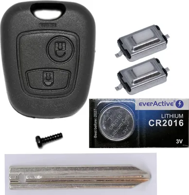 Produktbild von Auto Schlüssel Funk Fernbedienung 1x Gehäuse + 1x Rohling SX9 + 2X Mikrotaster + 1x CR2016 Batterie kompatibel mit Citroen/Peugeot/Toyota