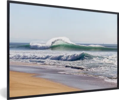 Produktbild von MuchoWow® MuchoWow® Gerahmtes Poster Strand - Wellen - Meer 90x60 cm - Poster mit zchwarzem Bilderrahmen - Fotorahmen - Foto-Plakat
