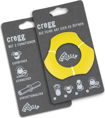 Zdjęcie produktu dla Brainstream Cregg Żółty – funkcja 3 w 1 (nożyk do jajek, podstawka pod jajko, pierścień na serwetkę)