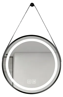 Obrázok produktu pre Kruhлый LED zrkadlo do kúpeľne – nástenné zrkadlo – 60 cm – čierny kovový rám – 3 farby svetla – 3000–4000–6000 K – proti zahmlievaniu – ovládanie dotykom