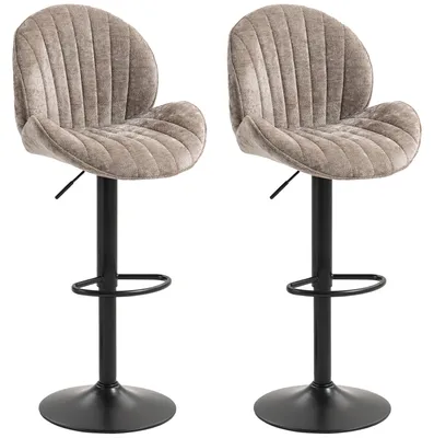 Produktbild von Barhocker 2er Set Höhenverstellbar Drehbar Tresenhocker mit Chenille-Optik Braun