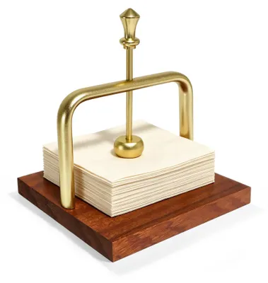 Serviettenhalter mit Spender, rund, Gold, 14x14x8,5 cm